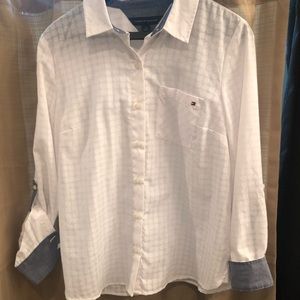 Tommy Hilfiger Button Down White Shirt with blue detail